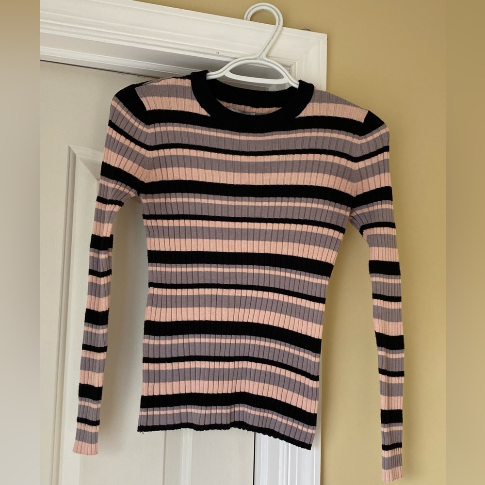 Pink, Gray, Black Stripped Sweater